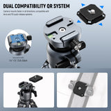 Neewer Litetrip Lt38 61 Travel Tripod Carbon Fiber For Camera, 360 Pan Tilt Low Profile Ball Head, Flexible Center Axis, Arca