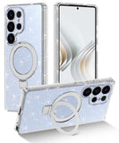 Shecaset Magnetic for Samsung Galaxy S25 Ultra Case with Invisible Ring Stand [Compatible with MagSafe], Full Body Rugged Slim W