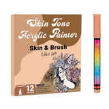 like it Skin Tone Acrylic Paint Markers, 12 Colours Brush Tip Set, Water Based Drawing Markers for Canvas, Rock, Wood, Fabric Ce