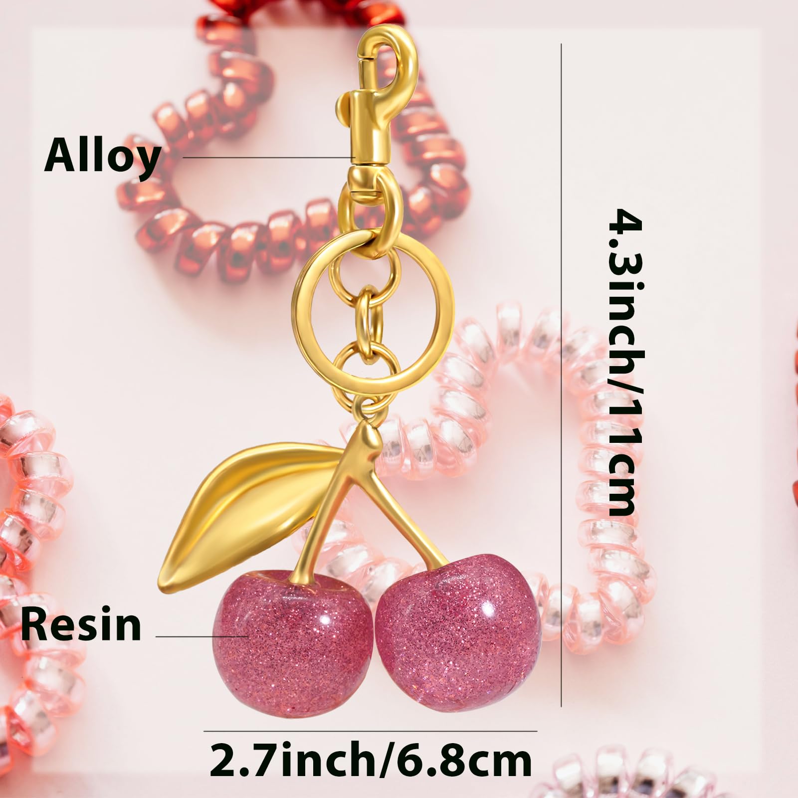 nylry Cherry Keychain Cherry Bag Charm Purse Charms for Handbags Cute Keychain Cherry Accessories Gifts for Women Aesthetic Y2K