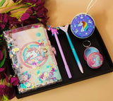TERA 13 Unicorn Stationery Gift Combo For Girls (Pack Of 5 Item) Unicorn Palnner, Pen & Coin Box Combo Pack, Ruled Page Notebook