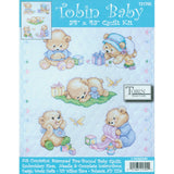 Tobin Bears Stamped for Cross Stitch Baby Quilt Kit, White/Multicolor , 43 x 34