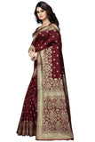 Sugathari Womens Banarasi Saree Pure Kanjivaram Silk Saree Soft New Ladies 2023 Design Wear Pattu Sarees Latest Cotton Party Sari Collections With Blouse Piece For Wedding Sadi (Sam Pari-100 Maroon)