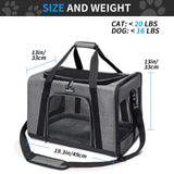 Wakytu Pet Carrier for Medium Large Cats and Dogs, Dog Carrier Travel Bag with Adequate Ventilation, 5 Mesh Windows, 3 Entrance,