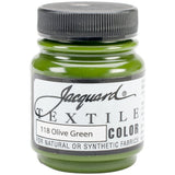 Jacquard Textile Color Olive Green - Permanent Fabric Paint for Clothes, Furniture Upholstery, Shoes or Tote Bags - Indoor & Out