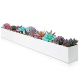 Modern Rectangle Planter Box - 32 Metal Planter Ideal As A Long Succulent Planter Rectangular Planter Box For Table Or Window Sill Planters Indoor Trough Planter For Indoor Window Planter White -Like New