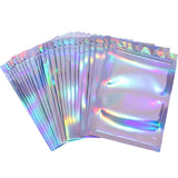 Blulu 100 Pieces Resealable Smell Foil Proof Bag Foil Pouch Flat Bag for Party Favor Food Storage(2 x 3 Inches,Holographic Color