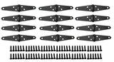 QCAA Light Strap Hinge, Steel, 2-Layered Powder Coated, 3, Elegant Frosted Matte Black, 12 Pack, Made in Taiwan