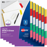 Avery 5Tab Binder Dividers, Write & Erase Multicolor Big Tabs, 6 Sets (23076)