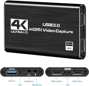 DIGITNOW Audio Video Capture Card,4K HDMI USB 3.0 Capture Adapter Video Converter 1080P 60fps Portable Capture Device for Video