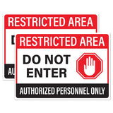 Restricted Area Do Not Enter Stickers, Authorized Personnel Only Signs, Self Adhesive Weatherproof Vinyl Stickers, Red/Black/Whi