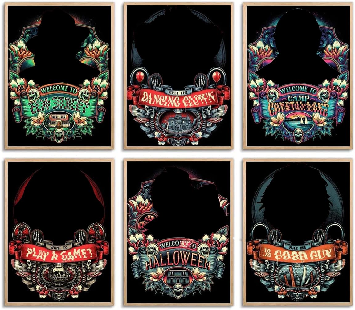 Gearock 6 Pack Halloween Diamond Painting Kits, Horror Diamond Art Kits for Adults, DIY Gem Art Crafts for Room Bedroom Living R