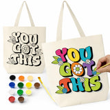 Asian Hobby Crafts Tote Bag Painting Kit for Kids & Adults Reusable Cotton Bag with Colors & Brush | DIY Art & Craft Kit for G