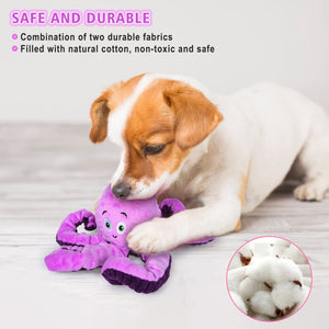 BUYPOW Dog Squeaky Toys Octopus - Tough Plush Large Medium & Small Toys - Stuffed Funny Cute Animals Puppy Pet Toy for Dog Birth