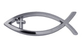 Elektroplate Christian Fish with Cross Premium Chrome Emblem Lord God Jesus Christ Religion Ichthus Symbol