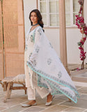 Gosriki Women'S Rayon Blend Straight Printed Kurta With Pant & Dupatta (Jamin Multi-Gs_Xl_White_X-Large),White,,B0DGL568WS