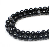 MJDCB Natural Black Striped Agate Round Loose Beads for Jewelry Making DIY Bracelet Necklace (4mm)