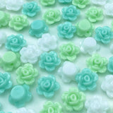 250 PCS Candy Color Rose Flower Beads Acrylic Flat Back Loose Spacer Beads Pastel Colorful Embellishments with Hole for Jewelry 