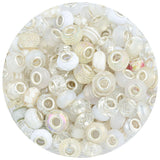 LAIDANLA White Mix Large Hole Beads, 100pcs 15mm Round European-Style Resin, Plastic, Acrylic Craft Beads for Jewelry Making, Br