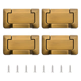 MOROBOR 4pcs European Style Flush Ring Pulls, Zinc Alloy Tatami Hidden Door knob, 2.9 Inch Brass Cabinet Handles with Screws, fo