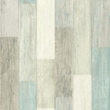 RoomMates RMK10840WP Coastal Weathered Plank Blue and Tan Peel and Stick Wallpaper 20.5 x 16.5 feet