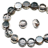 DIQIO 8mm Sparkle Flat Coin Slice Round Crystal Beads (78-82pcs, Gray)