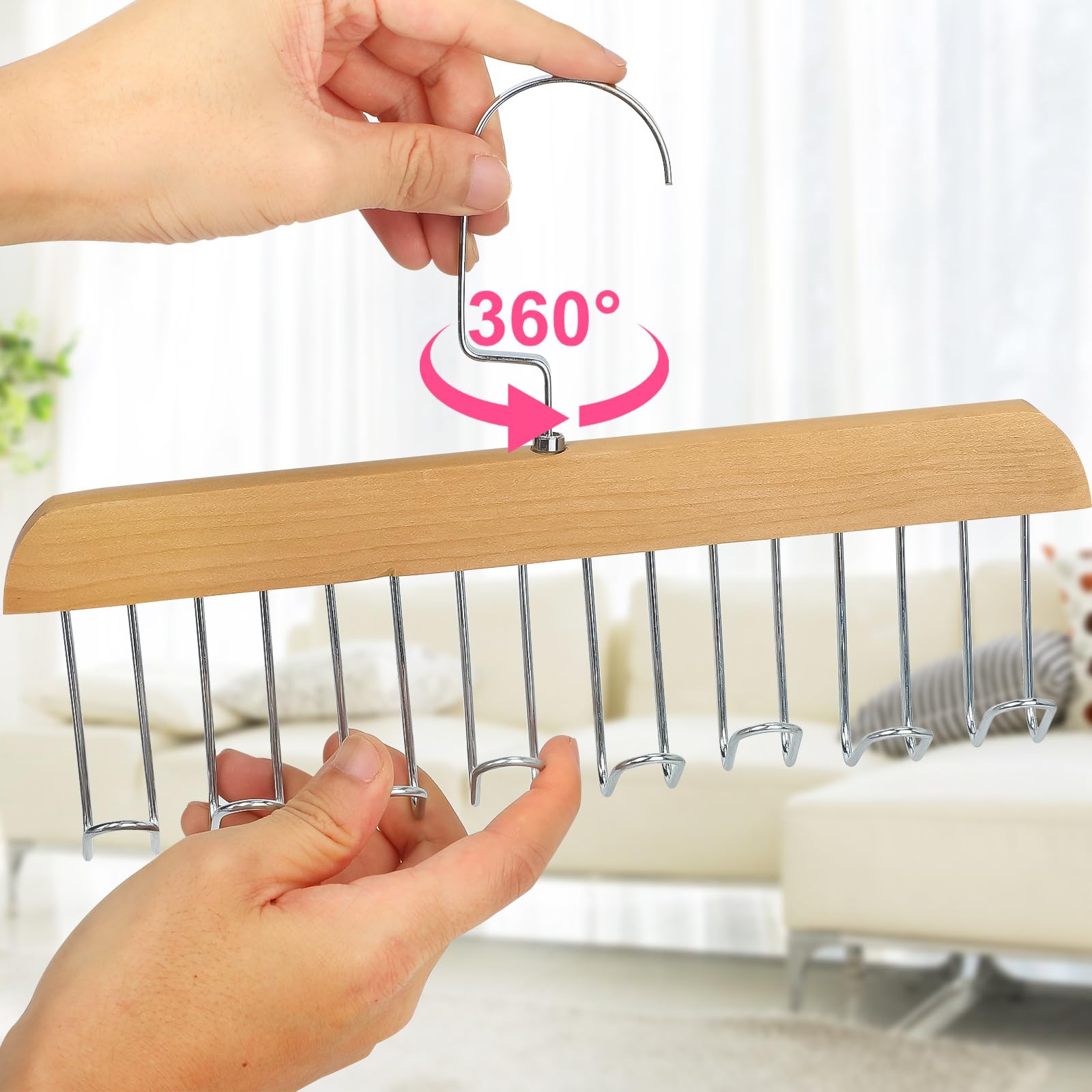 Xbaiyanr 2Pcs Anti Slip Multi Hook Coat Racks,Bra Hangers for Closet Organizer with 8 Hooks 360 Swivel Belt Hanger for Closet fo