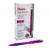 Pentel TwistErase GT, 0.7mm, Mechanical Pencil Transparent Violet, Box of 12 (QE207V)