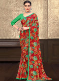 Gosriki Women'S Printed Semi Georgette Saree With Blouse (Apne-Red-Gs_Red),Red,,B0BM9SHWVY