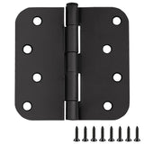 Door Hinges for Interior Doors 9-Pack 4-inch x 4-inch - Rounded 5/8-inch Radius Steel Door Hinge - Matte Black - Fits Standard D