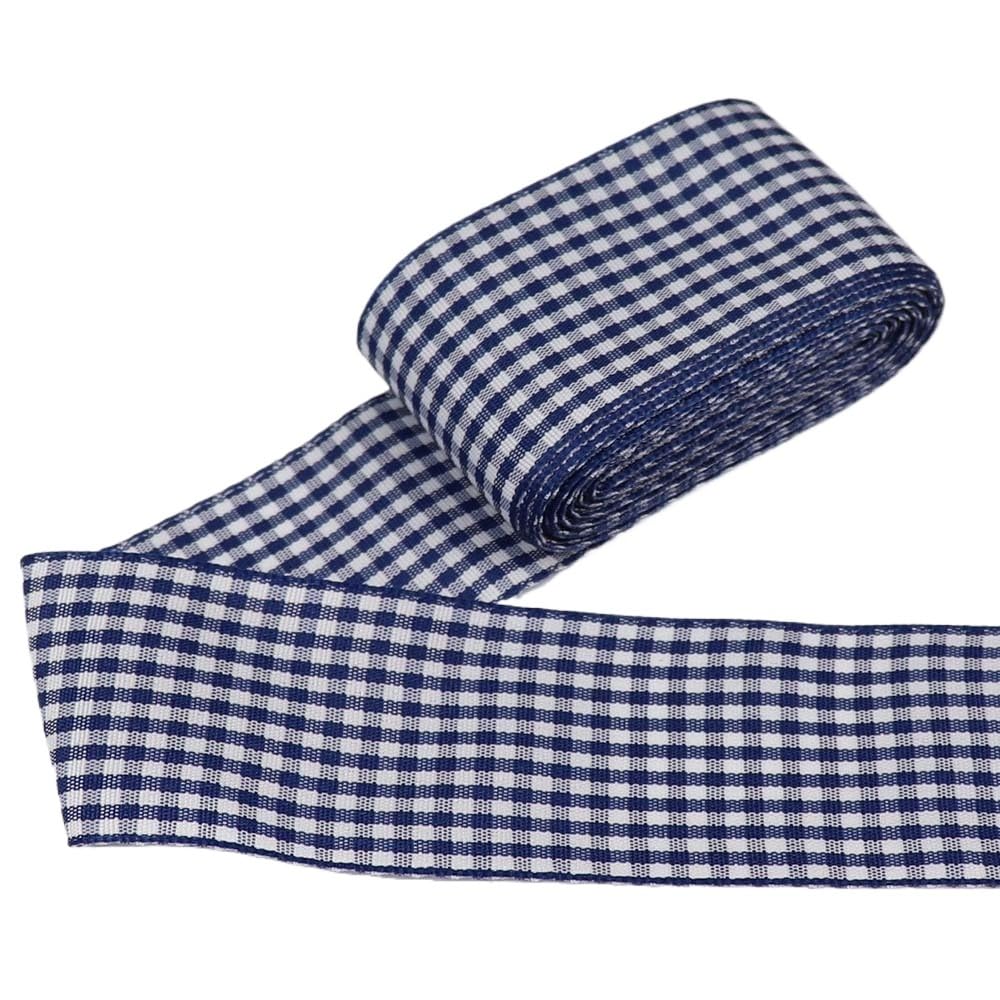 Gingham Ribbon Plaid Ribbon for Gift Wrapping Party Wedding Christmas Decoration (Navy Blue,1-1/2 (38mm) x 10 Yards)