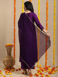 Gosriki Women'S Rayon Blend Anarkali Embroidered Kurta With Pant & Dupatta (Nachiket Begani-Vks01-Gs_L_Begani_Large),Begani,,B0DK9PQMVS