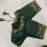 Vihu Fashion Women'S Readymade Bridal Embroidery Blouse Multi Coding Maggam Work Moti Work Indian Ethnic Designer Stitched Readymade Saree Half Sleeve Green Blouse For Women For Saree Lehenga Choli Green 38