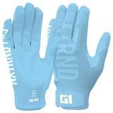 Nxtrnd G1 Youth Football Gloves, Kids Sticky Receiver Gloves (Columbia Blue, Youth Large)