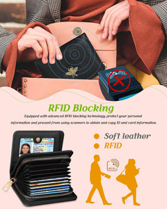Bistup Credit Card Holder Wallet for Women Cute Leather Ladies Teen Girls Female Cardholder Wallets Accordion Purse Small Medium