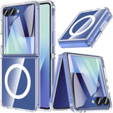 For Samsung Galaxy Z Flip 7 Case,Z Flip 7 Case Magnetic Built-in Screen Protector [Compatible with MagSafe] Transparent Shockpro