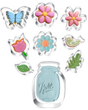 Yaocom 9 Pcs Summer Cookie Cutters Set Stainless Steel Flower Cookie Cutters with Storage Box Flower Butterfly Bird Mason Jar Sh