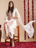 Anni Designer Women'S Rayon Blend Staright Embroidered Kurta With Pant & Dupatta (Kochi White-Vks01_S_White_Small),White,S,,,