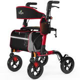 Aojin Walkers for Seniors, Rollator Walker with Seat, 350 lb Weight Capacity, 8 All-Terrain Wheels, 6-Level Adjustable Height, L