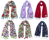Fusfus WomenS Printed Chiffon Scarves And Stoles, Free Size(Multicolour, Fs1221) Pack Of 6 (Multicolor4)