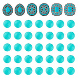 FASHEWELRY 56Pcs Turquoise Boho Silicone Beads, 15mm Round Focal Bead with Flat Teardrop Oval Rectangle Western Style Rubber Bea