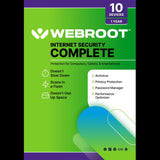 Webroot Internet Security Complete | Antivirus Software 2025 | 10 Device | 1 Year Download for PC/Mac/Chromebook/Android/IOS + P