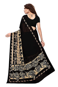 Anni Designer Georgette Saree With Blouse Piece (Black Gerog_Black_Free Size),Multicolour,Free Size,faux georgette,with blouse piece,Saree