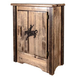 Montana Woodworks Homestead Collection Accent Cabinet With Laser Engraved Bronc Design, Right Hinged, Stain & Clear, Stained & C