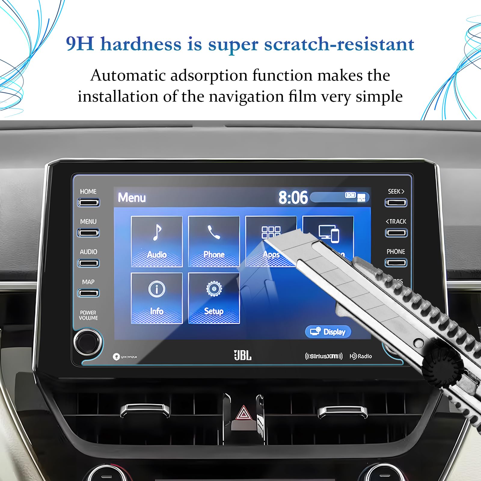 SKTU Screen Protector Foils for 2019 2020 2021 2022 Toyota Corolla Sports Sedan Hatchback 8In Navigation Display Tempered Glass