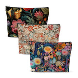3pcs Colorful Flower Makeup Bag, Abstract Botanical Flower Cosmetic Bag, Christmas Wedding Anniversary Birthday Friendship Gifts