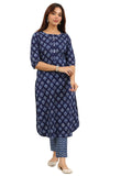 Libas Women'S Cotton Ethnic Motifs Kurta Set (400478_Blue_Xxl)