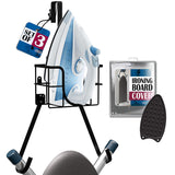 Ironing Board Holder Wall Mount & Over The Door Hanger, Laundry Room Ironing Board & Iron Hanger, Storage Caddy Iron Holder T&V 