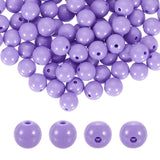 HARFINGTON 100pcs Light Purple Acrylic Round Beads 10mm Dia 1.9mm Hole Plastic Resin Smooth Balls Loose Bead for Jewelry Making 