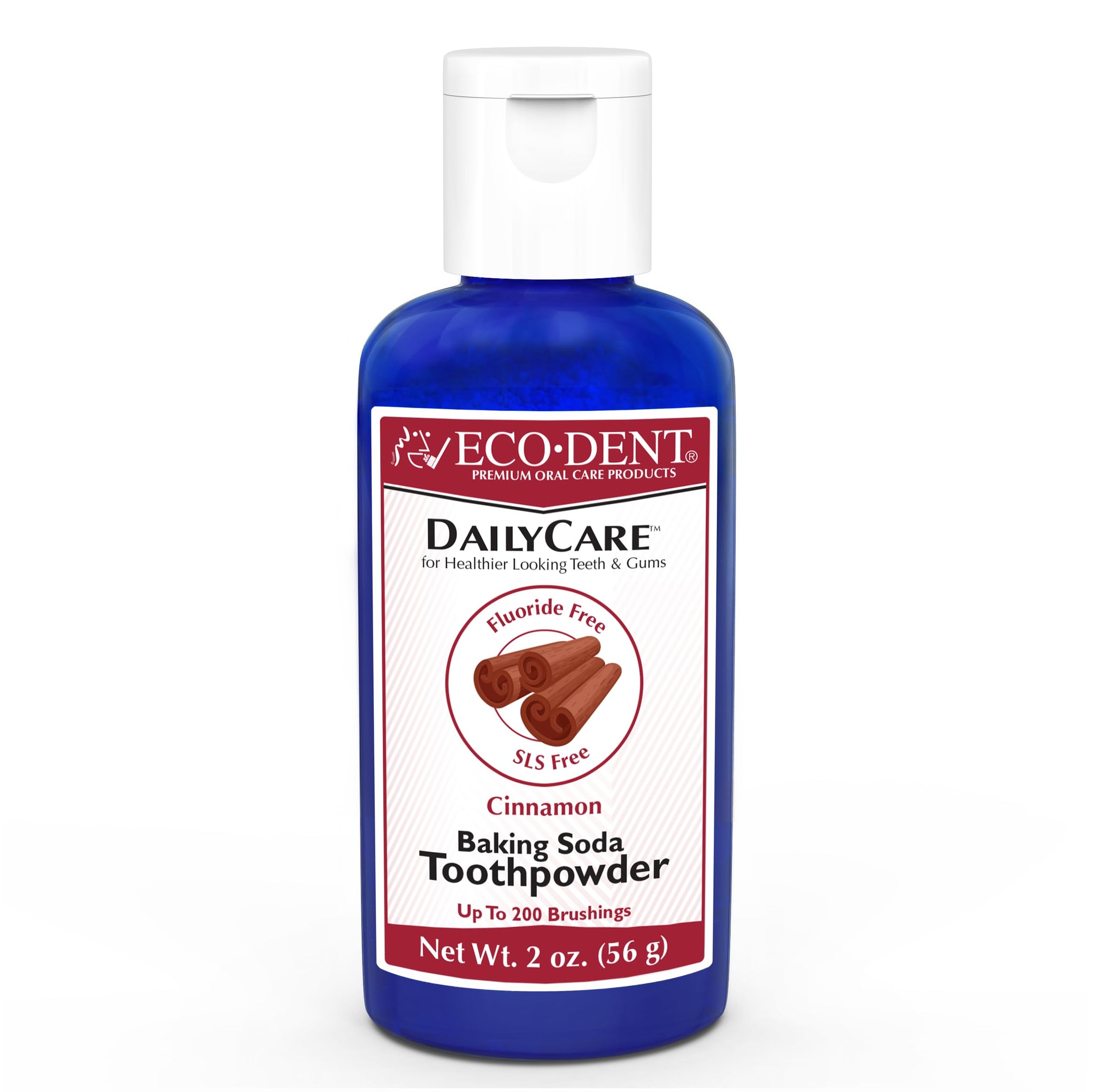 Eco-Dent DailyCare Baking Soda Toothpowder, Cinnamon - Fluoride-Free Toothpaste Powder, SLS-Free Tooth Powder with Baking Soda, 